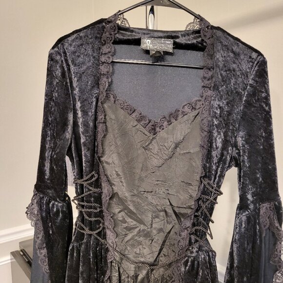 Eternal NYC Vintage Victorian Inspired Gothic Gown Black Velvet Dress Size Large - Picture 2 of 9